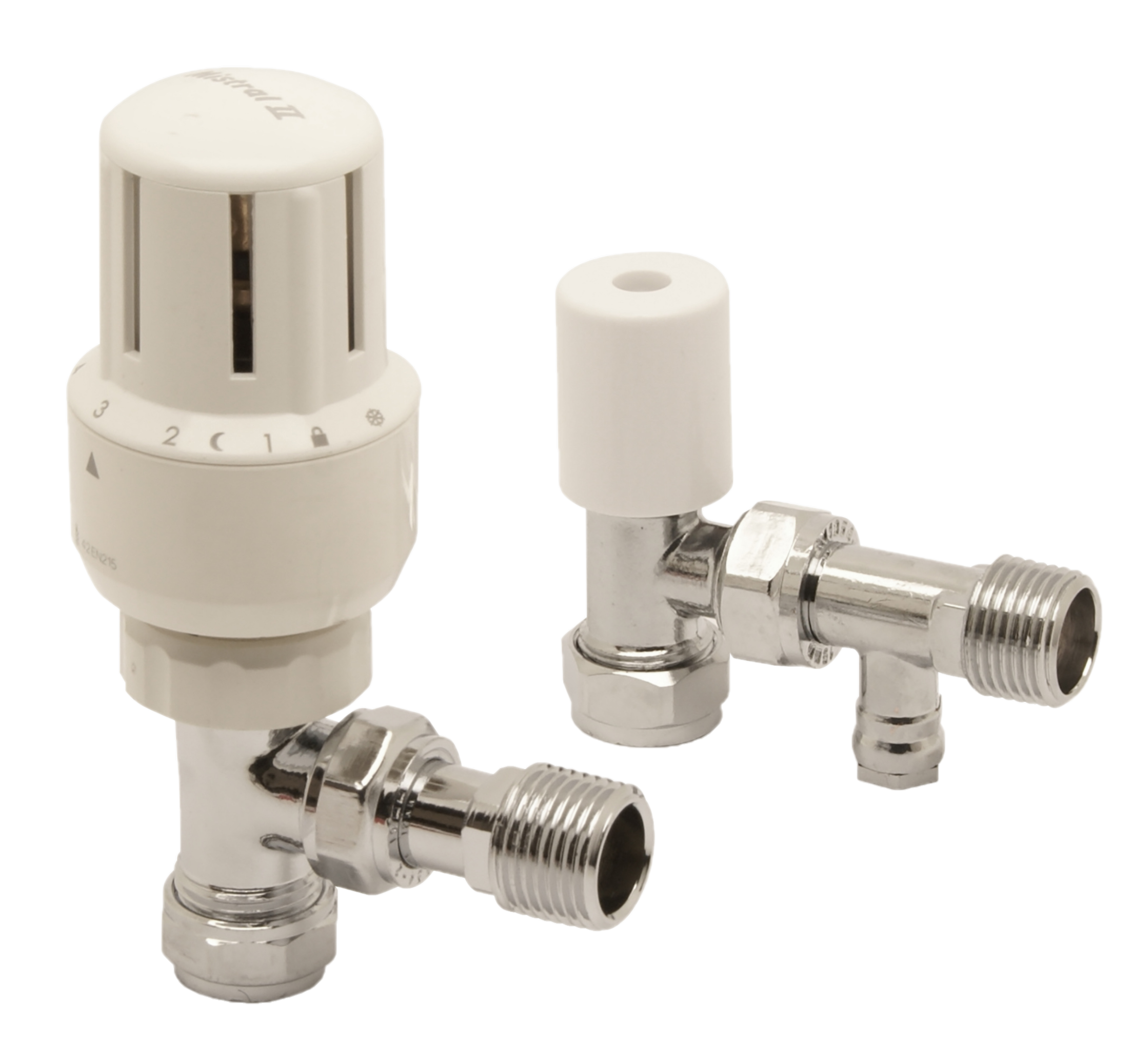 Mistral trv & lockshield pack with drainoff. nickel plate finish.